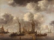 Jan van de Capelle Shipping Scene with a Dutch Yacht Firing a Salut (mk08) Sweden oil painting artist